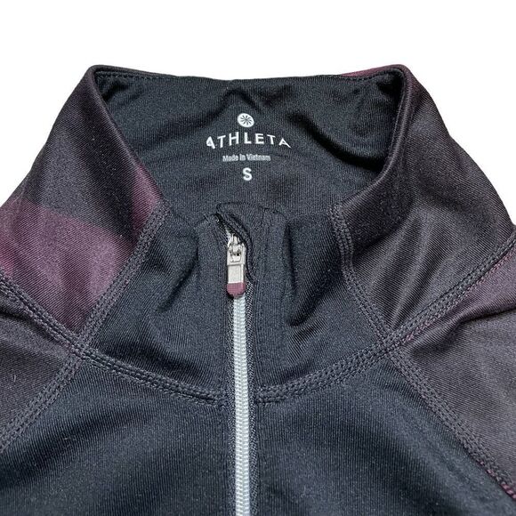 ATHLETA Running Wild Half Zip Shirt Black Purple Size Small - Picture 3 of 5